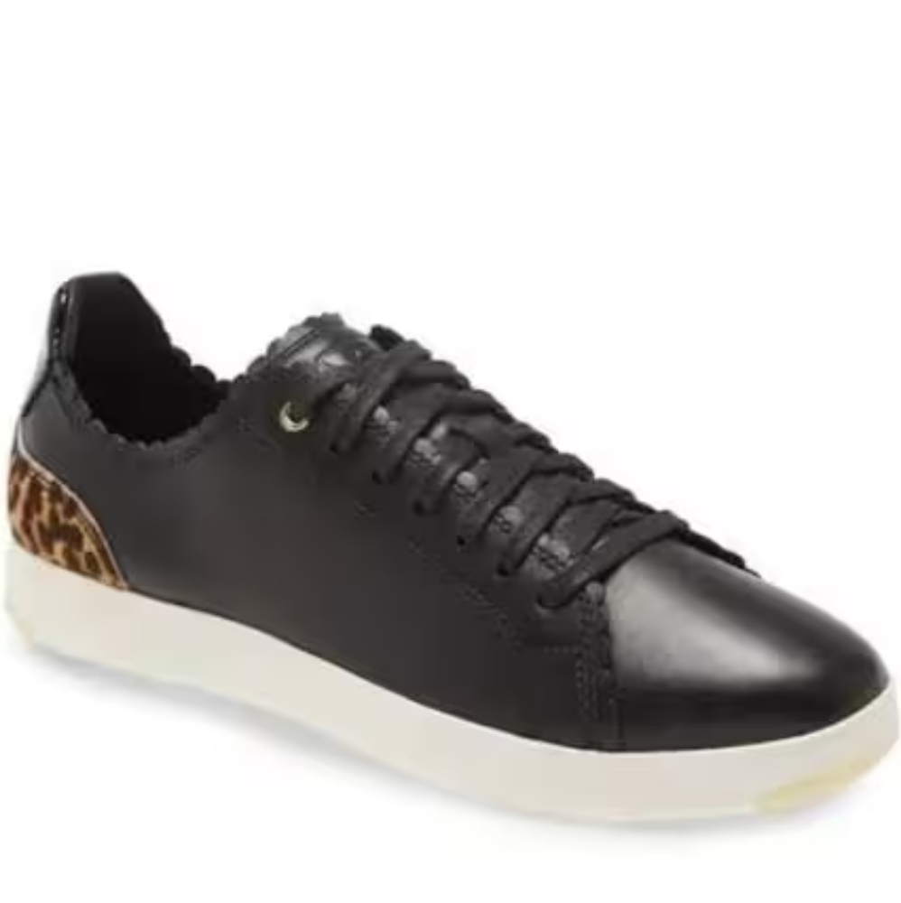 Cole Haan Grand OS Black, Scalloped Leather, sneakers